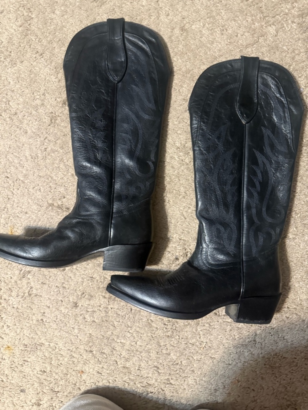 Tony Lama Black Western Heeled Cowboy Boots